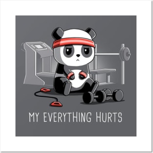 My Everything Hurts Cute Funny Panda Gym Fitness Yoga Lover Animal Lover Design Posters and Art